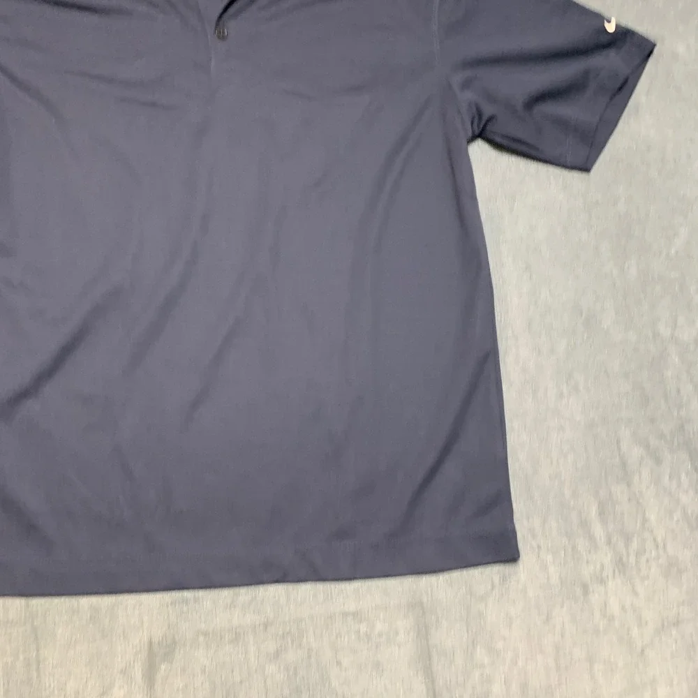 Nike Dri-Fit Polo Shirt Mens Medium Navy Blue Logo Short Sleeve Golf Performance